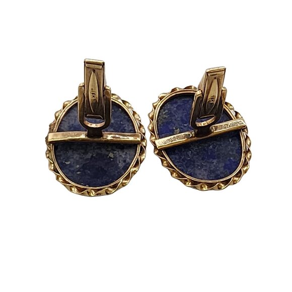 Vintage 70s 14kt Custom Made Lapis or Sodalite Cufflinks (A4415) - Picture 7 of 8